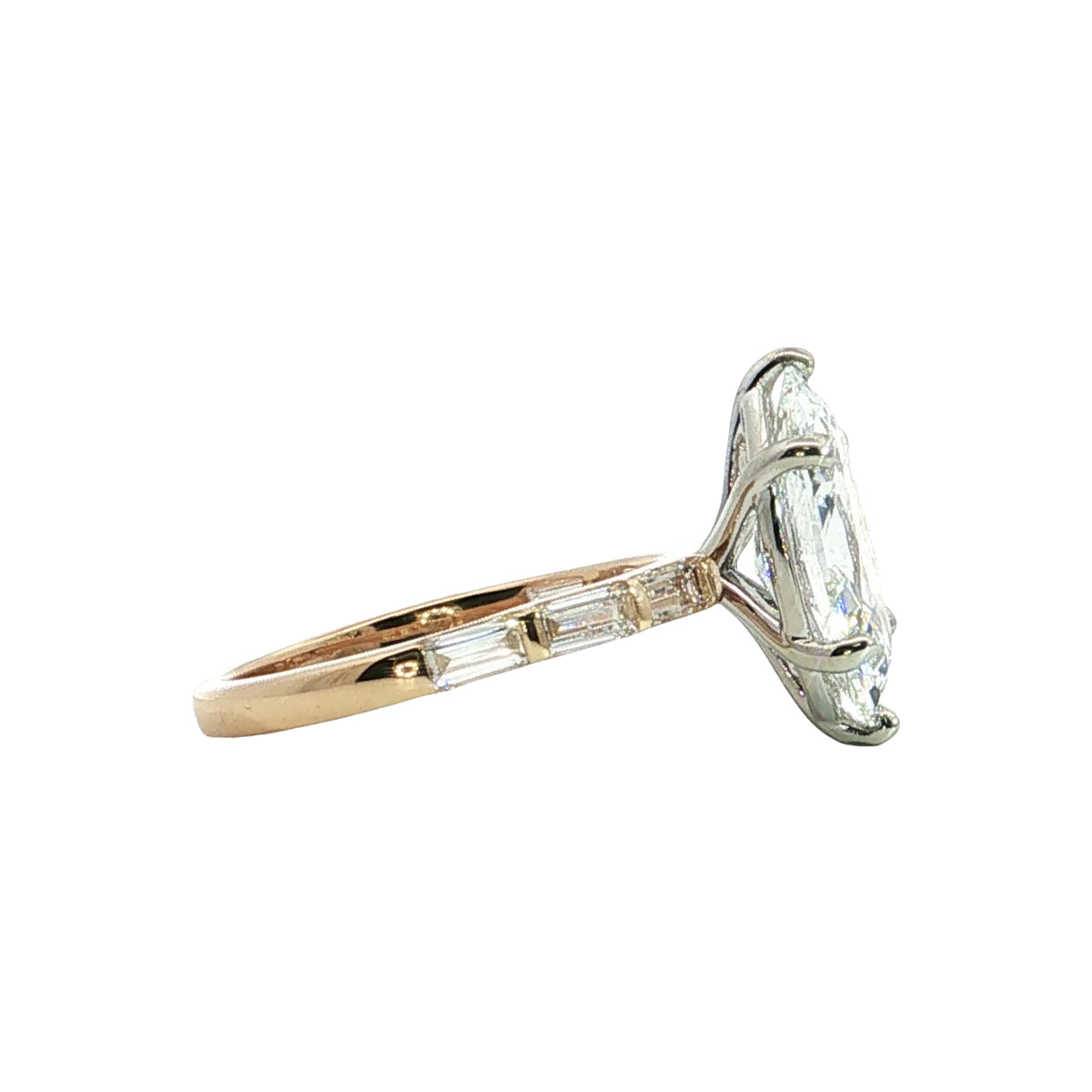 LAB GROWN MARQUISE AND BAGUETTE DIAMONDS 3.67ctw BAR SET RING