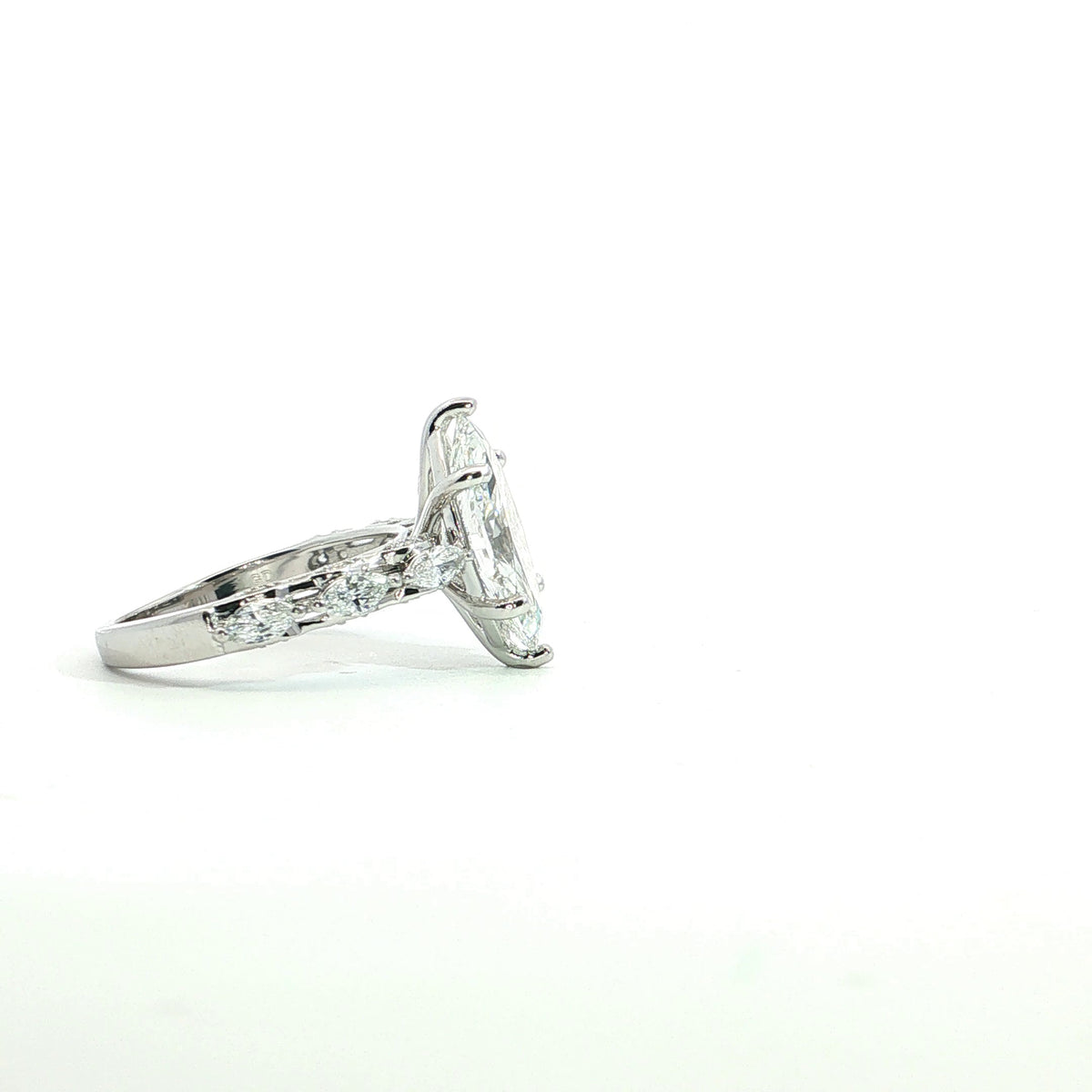 LAB GROWN MARQUISE & ROUND DIAMONDS 3.55ctw PRONG SET RING