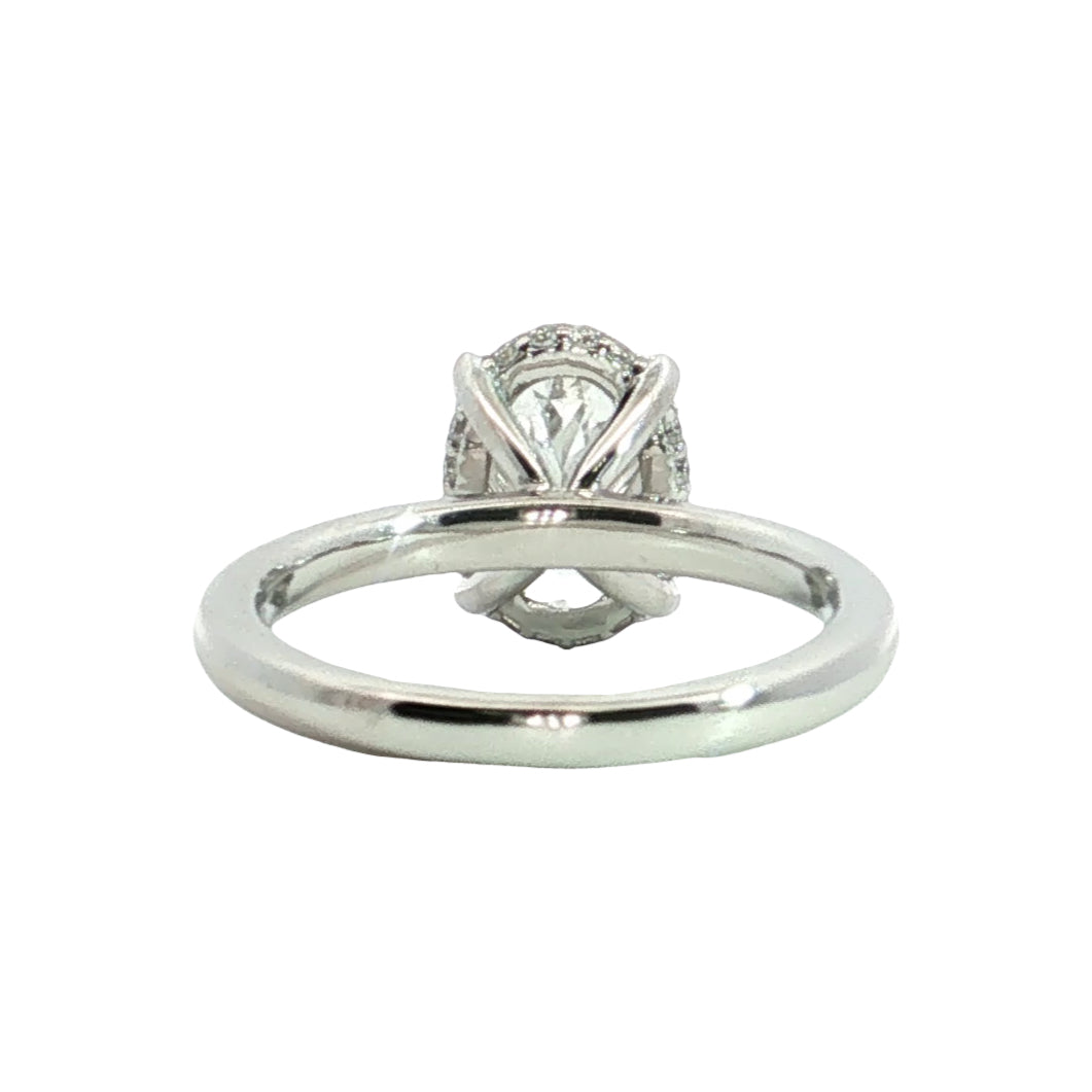 LAB GROWN OVAL DIAMOND 1.69ctw UNDERHALO SOLITAIRE ENGAGEMENT RING