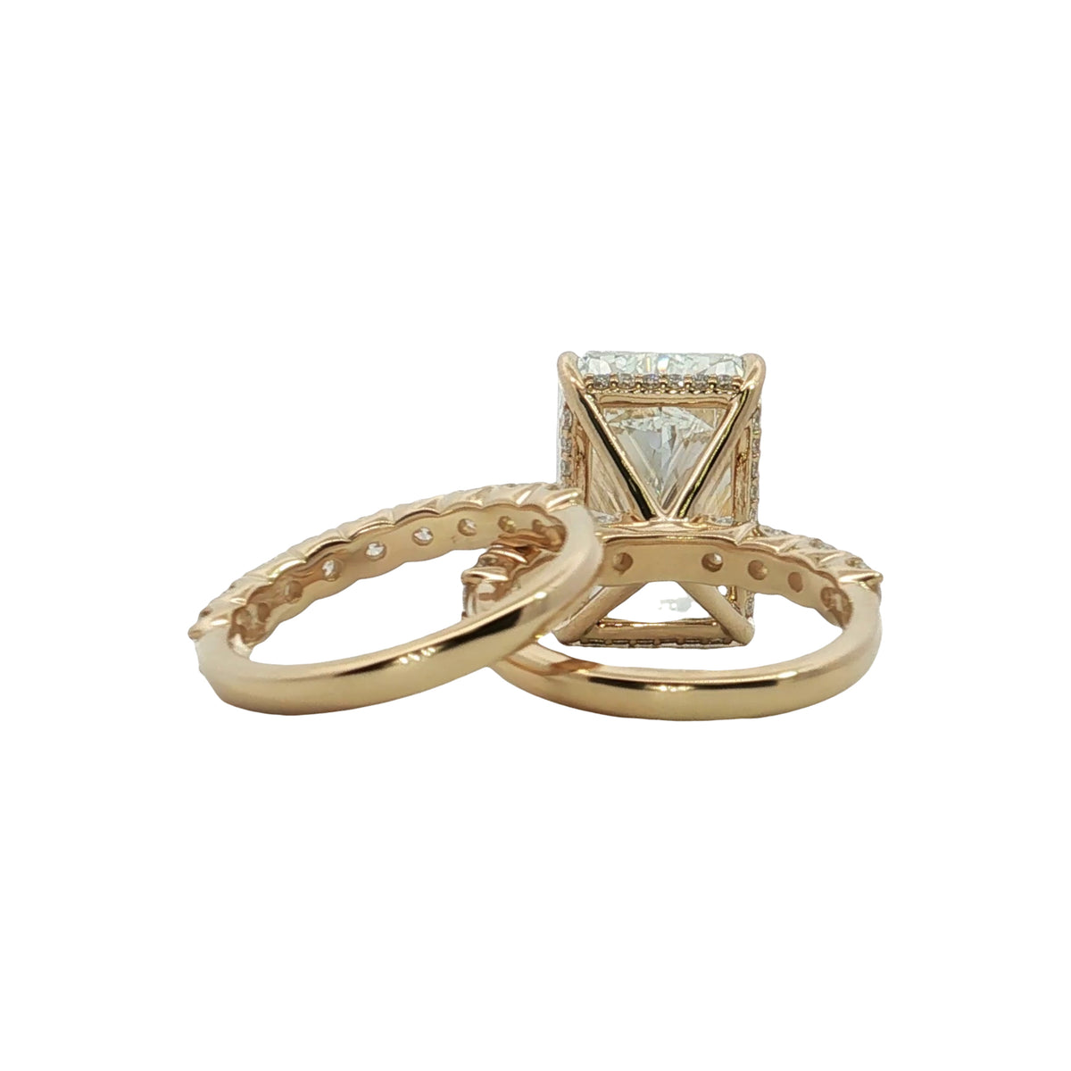 LAB GROWN RADIANT AND ROUND DIAMONDS 13ctw PRONG SET WEDDING SET