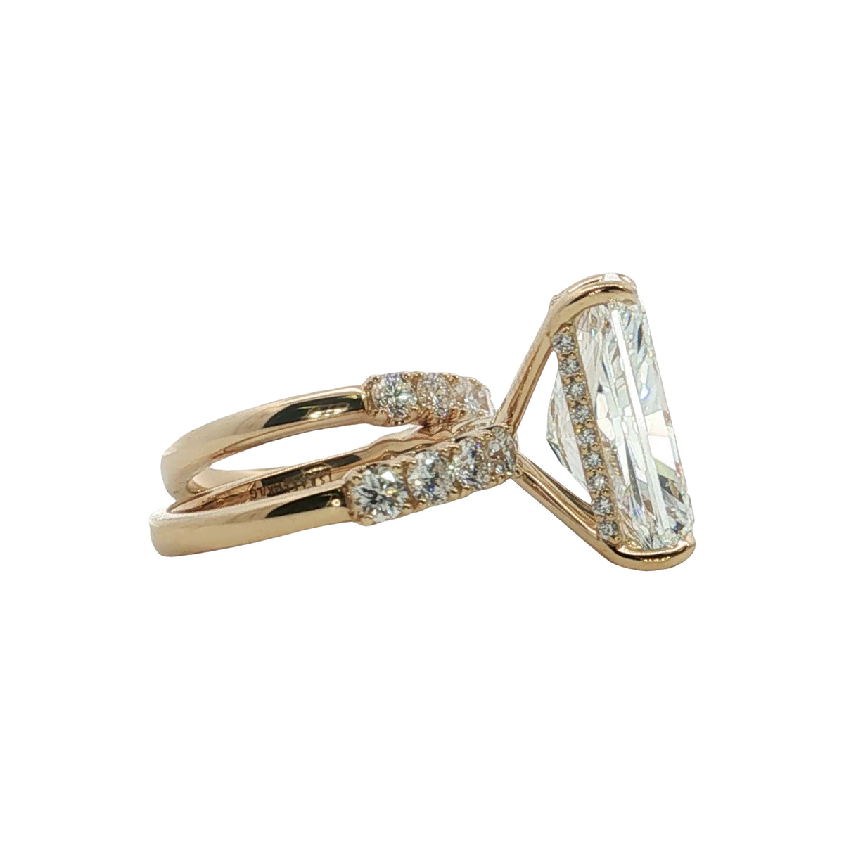 LAB GROWN RADIANT AND ROUND DIAMONDS 13ctw PRONG SET WEDDING SET