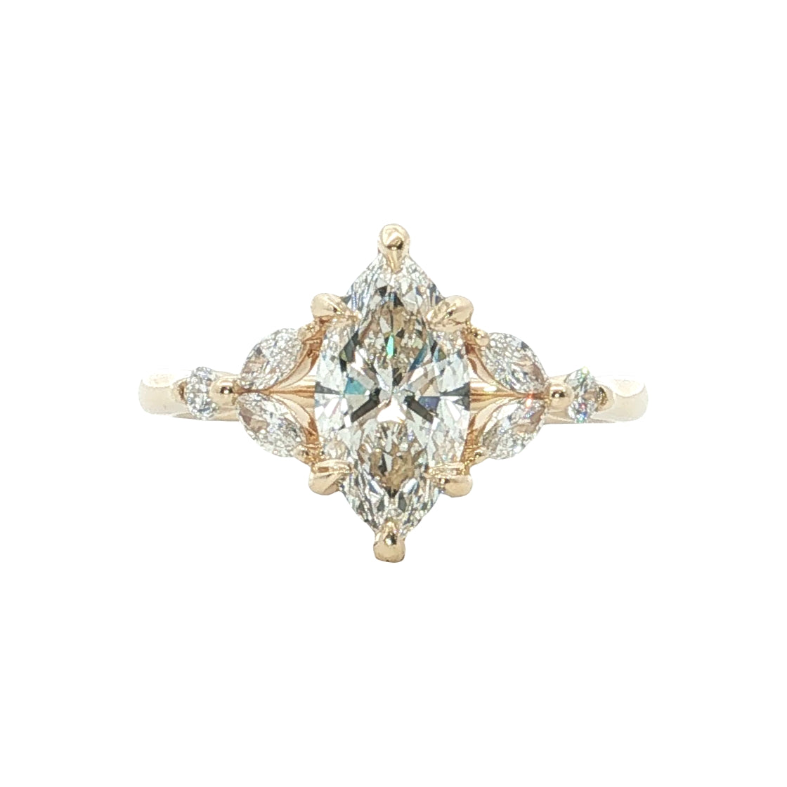 LAB GROWN MARQUISE & ROUND DIAMONDS 1 1/13ctw PRONG SET RING