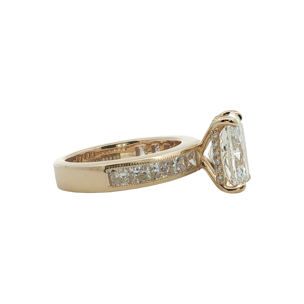 LAB GROWN CUSHION AND PRINCESS DIAMONDS 5.70ctw CHANNEL SET RING