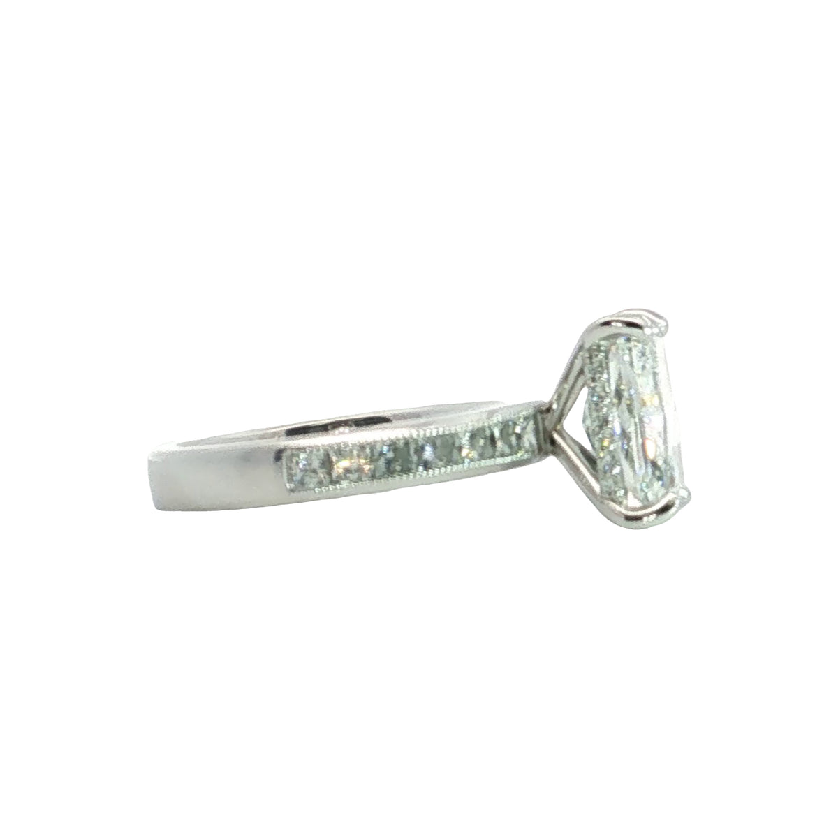 LAB GROWN RADIANT AND PRINCESS DIAMONDS 3.89ctw CHANNEL SET RING