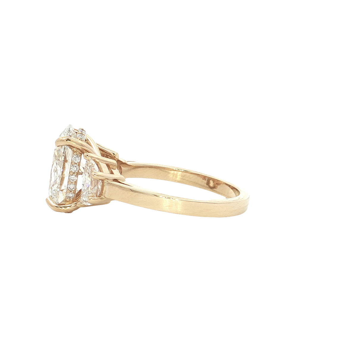 LAB GROWN OVAL AND HALF MOON DIAMONDS 5.17ctw THREE STONE RING
