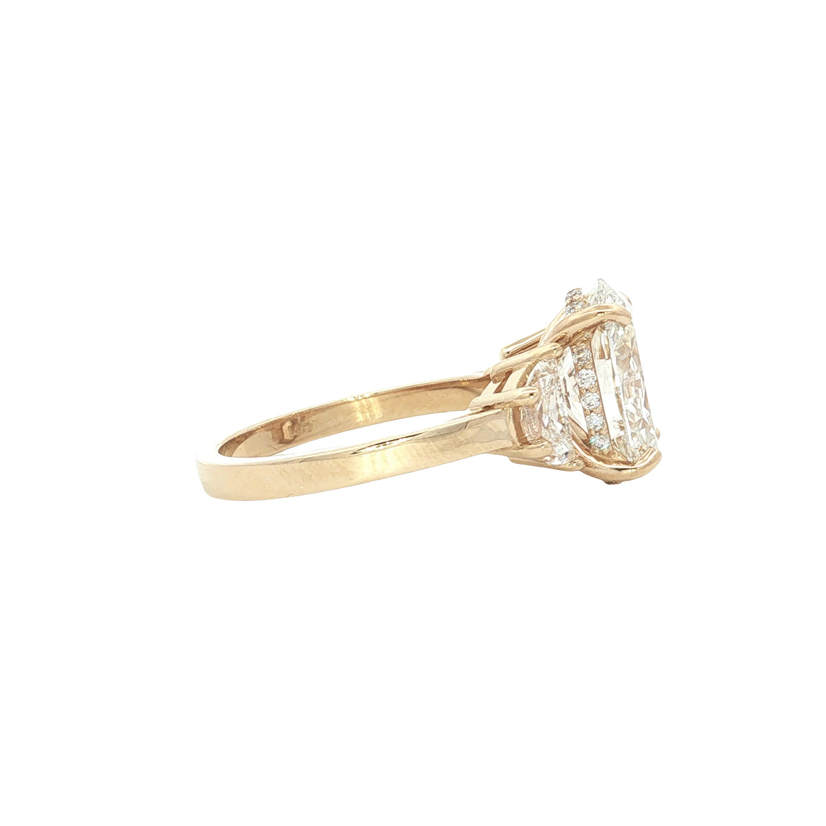 LAB GROWN OVAL AND HALF MOON DIAMONDS 5.17ctw THREE STONE RING