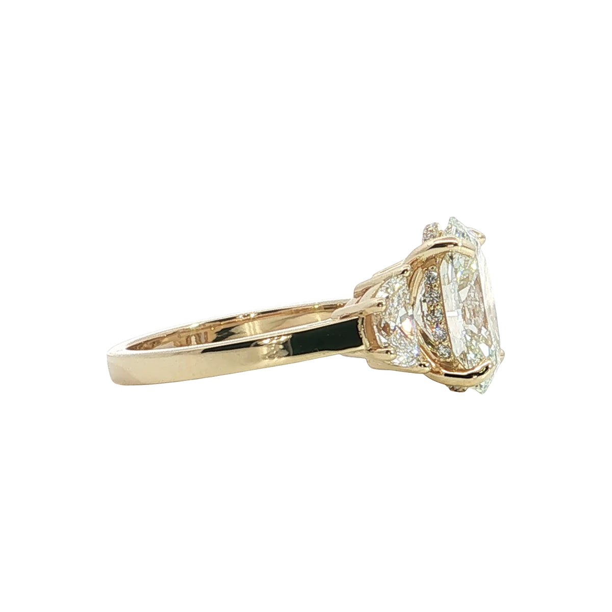 LAB GROWN OVAL AND HALF MOON DIAMONDS 5.17ctw THREE STONE RING
