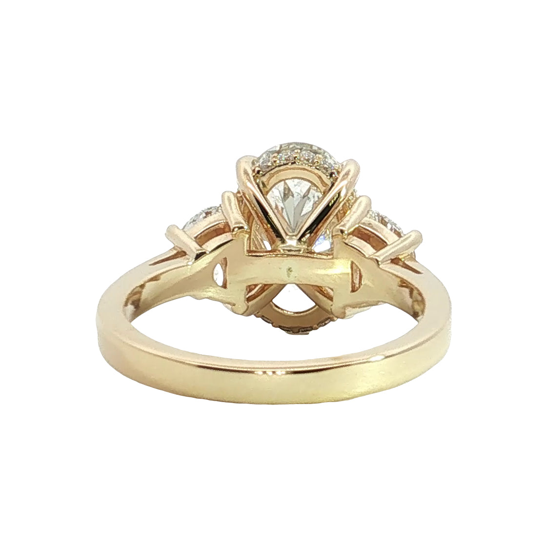 LAB GROWN OVAL AND HALF MOON DIAMONDS 5.17ctw THREE STONE RING