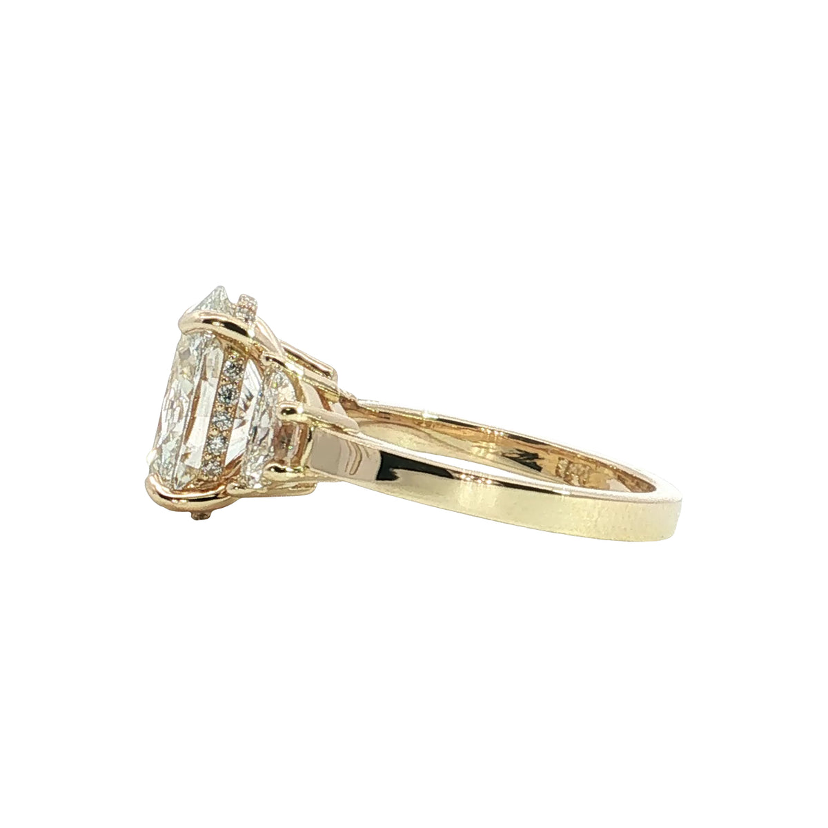 LAB GROWN OVAL AND HALF MOON DIAMONDS 5.17ctw THREE STONE RING
