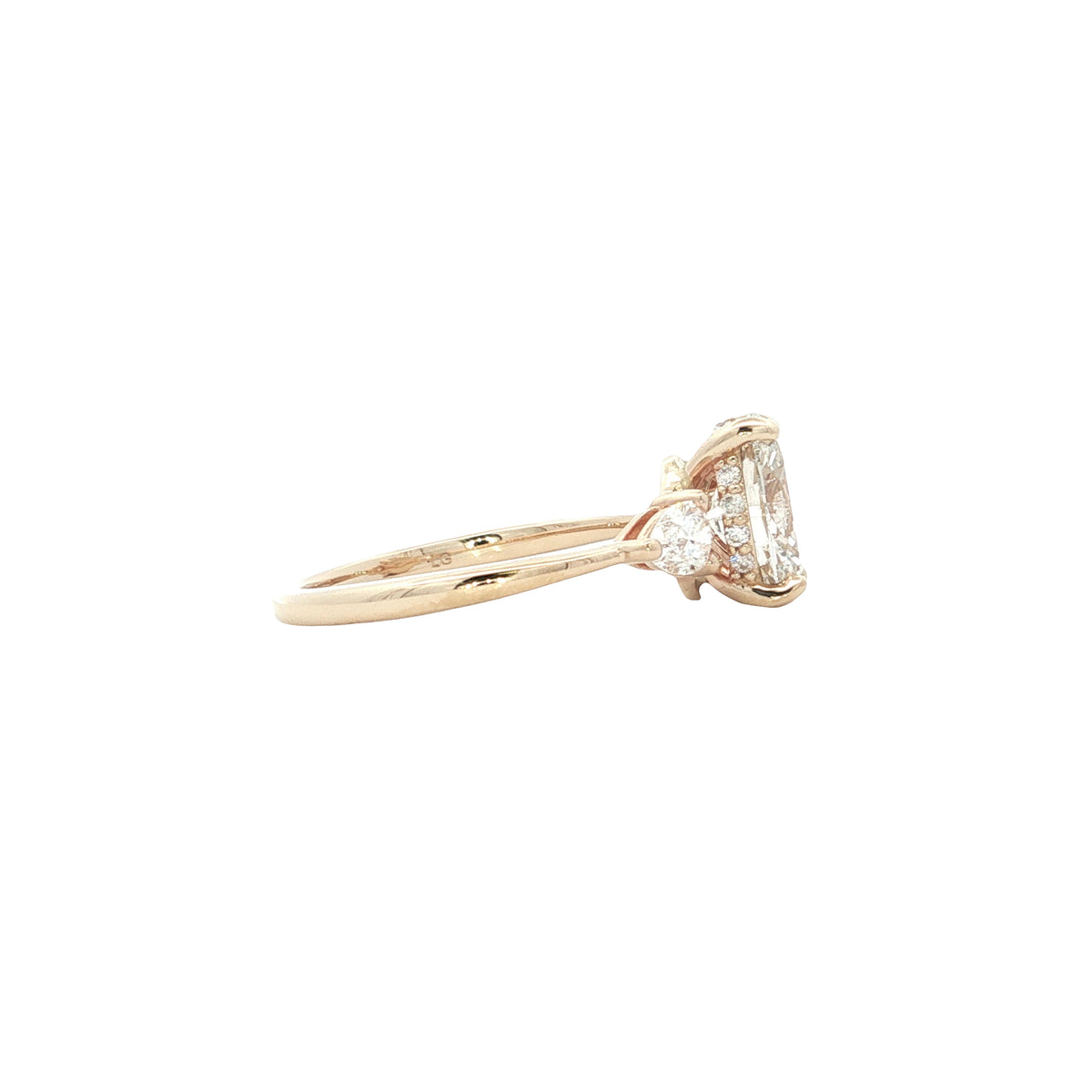LAB GROWN OVAL AND PEAR DIAMONDS 1.85ctw THREE STONE RING