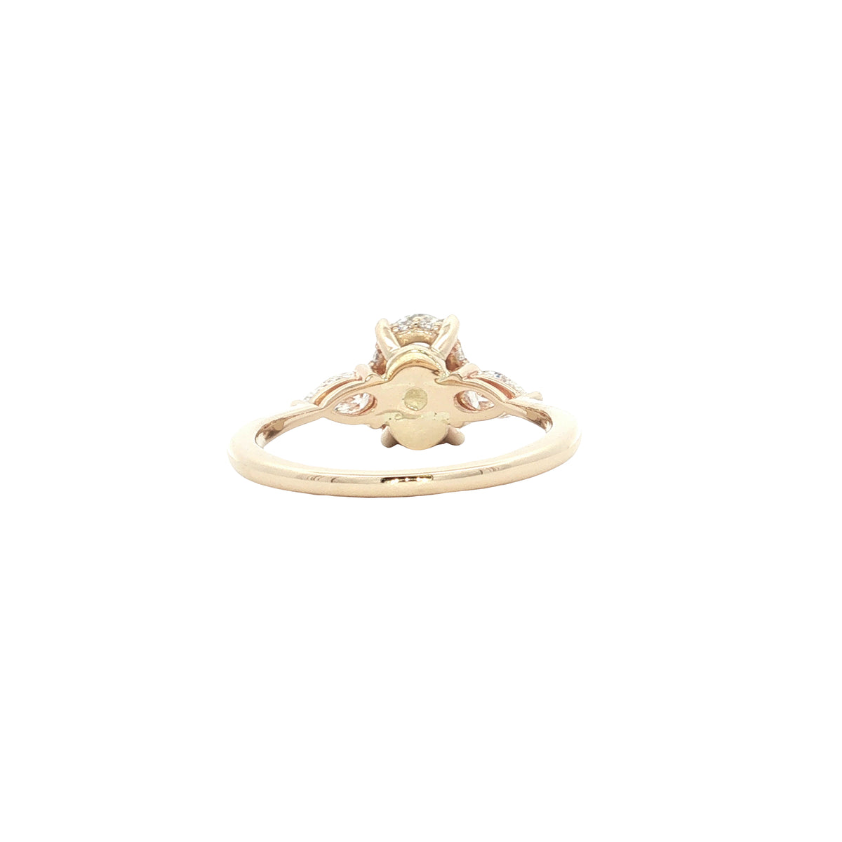 LAB GROWN OVAL AND PEAR DIAMONDS 1.85ctw THREE STONE RING