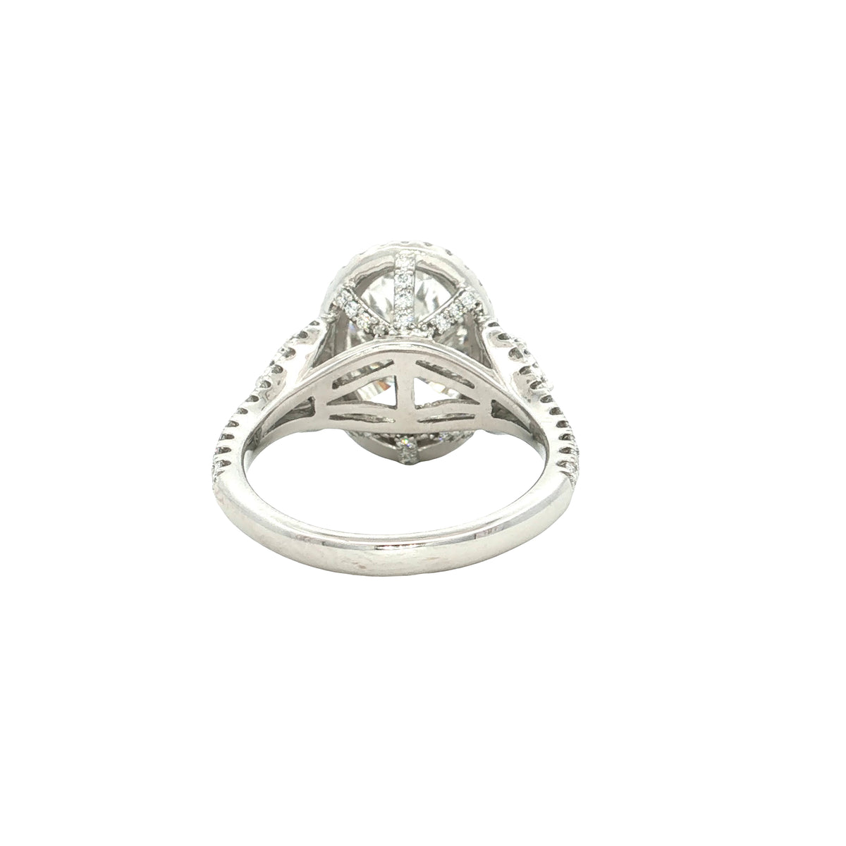 LAB GROWN OVAL, PEAR AND ROUND DIAMONDS 6 1/4ctw HALO RING