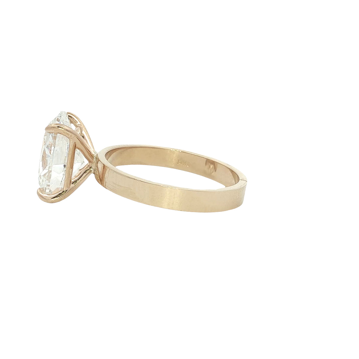 LAB GROWN OVAL DIAMOND 4.51ct FLAT SOLITAIRE ENGAGEMENT RING