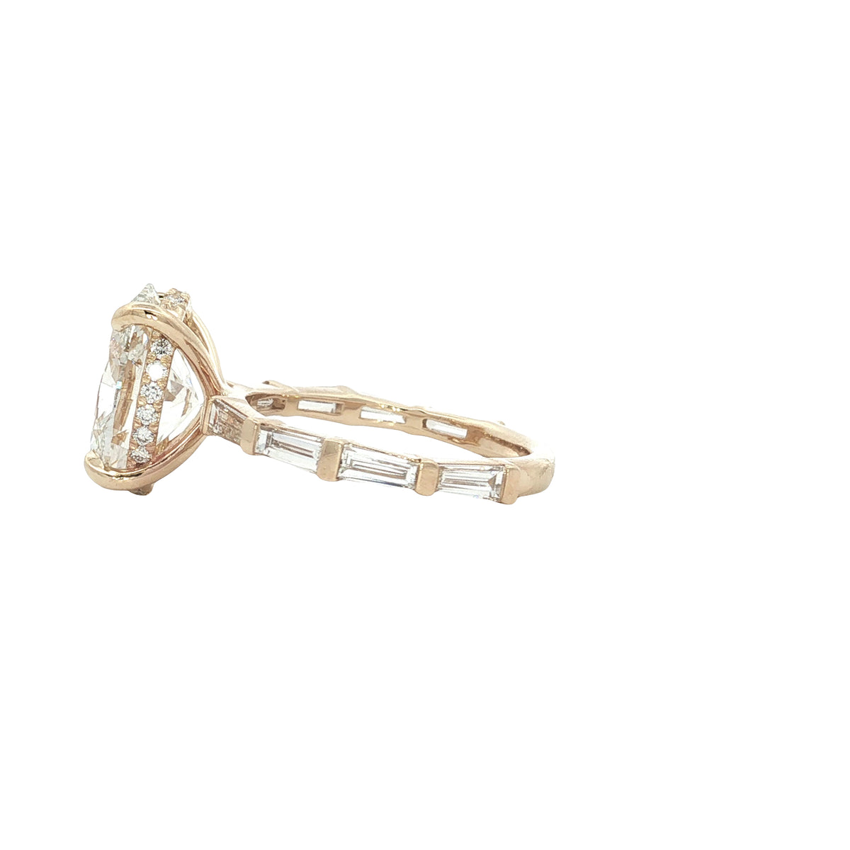 LAB GROWN OVAL AND BAGUETTE DIAMONDS 5.13ctw CHANNEL SET RING