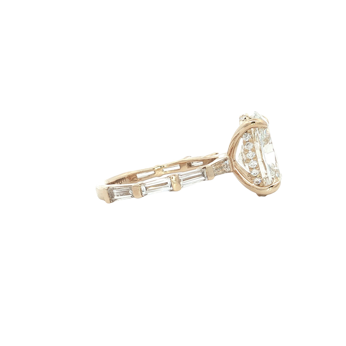 LAB GROWN OVAL AND BAGUETTE DIAMONDS 5.13ctw CHANNEL SET RING