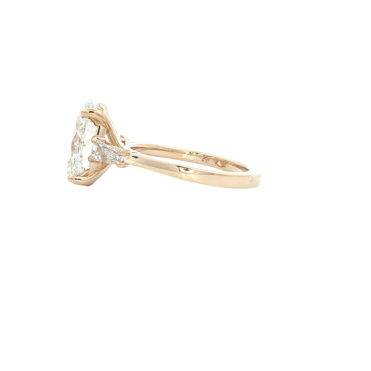 LAB GROWN OVAL AND BAGUETTE DIAMONDS 4.56ctw THREE STONE RING