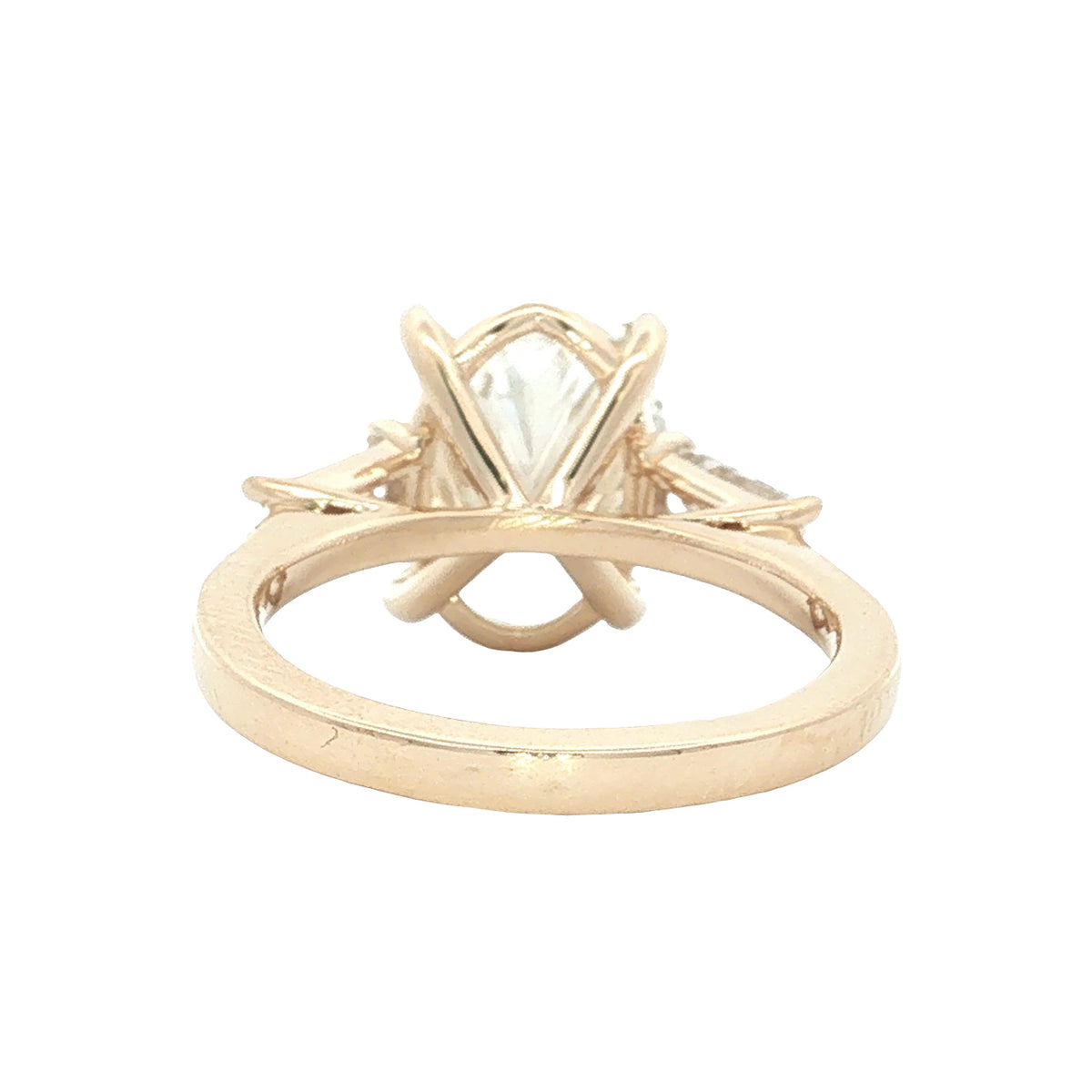 LAB GROWN OVAL AND BAGUETTE DIAMONDS 4.56ctw THREE STONE RING