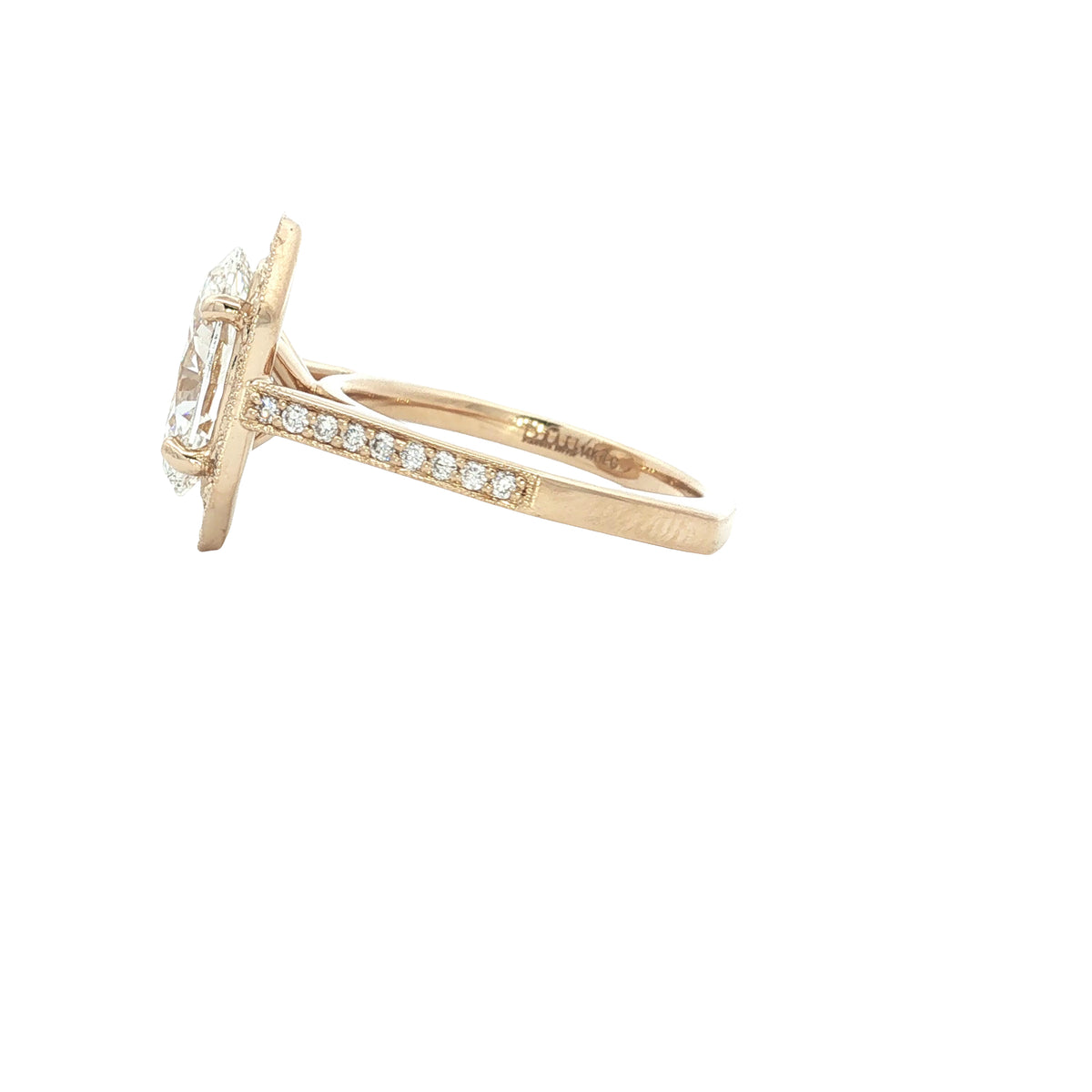 LAB GROWN OVAL AND ROUND DIAMONDS 3.56ctw HALO RING