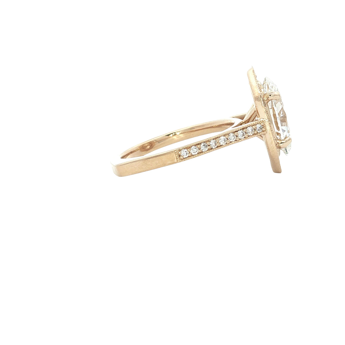LAB GROWN OVAL AND ROUND DIAMONDS 3.56ctw HALO RING