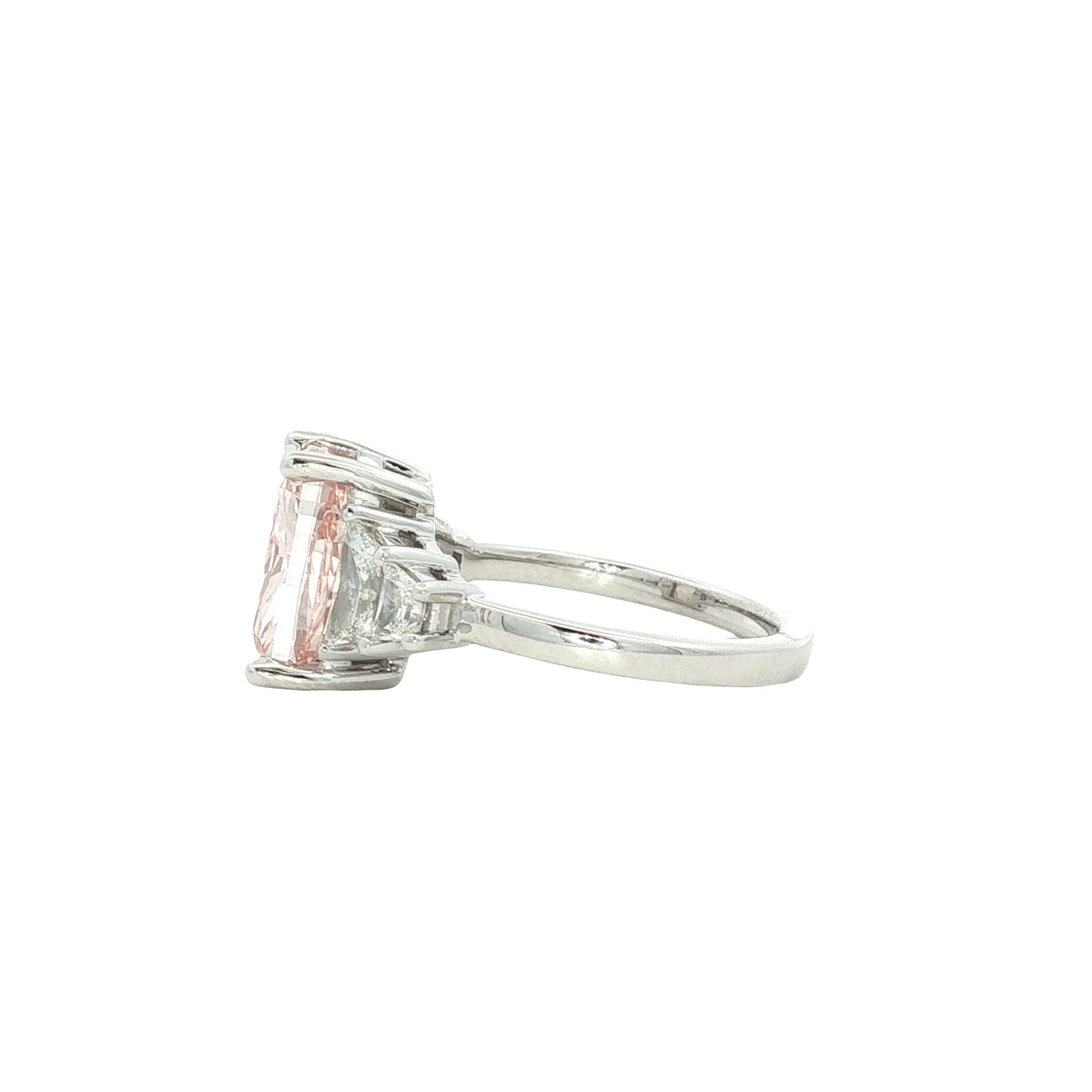 LAB GROWN FANCY PINK RADIANT AND TRAPEZOID DIAMONDS 5.04ctw RING