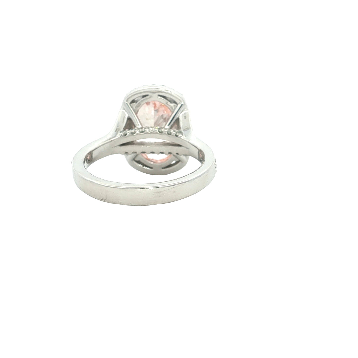 LAB GROWN FANCY PINK OVAL DIAMOND 4.79ctw PRONG SET HALO RING