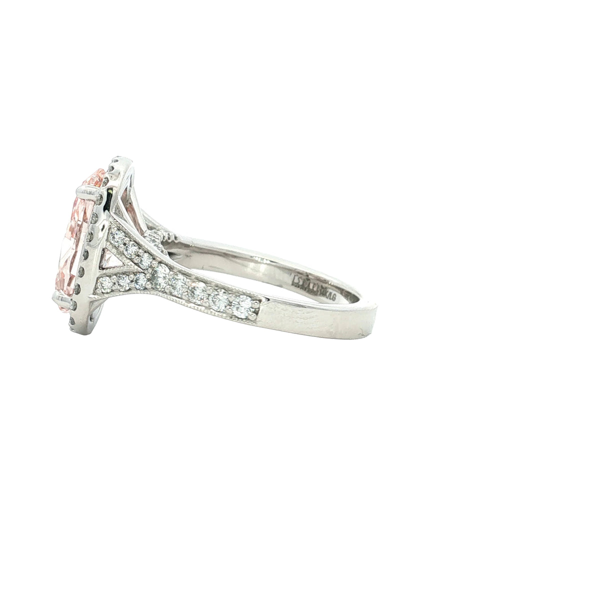 LAB GROWN FANCY PINK OVAL DIAMOND 4.79ctw PRONG SET HALO RING
