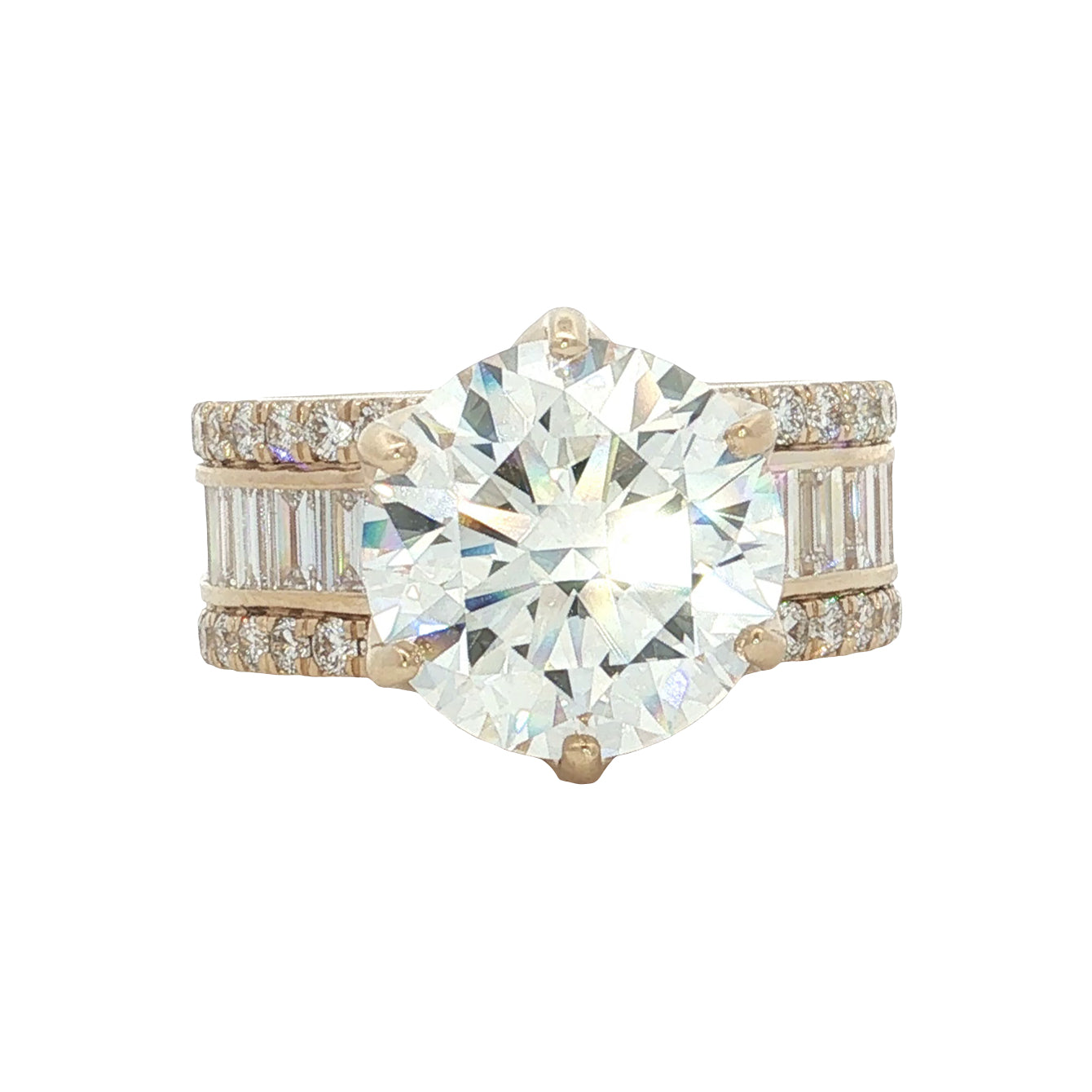 LAB GROWN ROUND AND BAGUETTE DIAMONDS 7.97ctw CHANNEL SET RING
