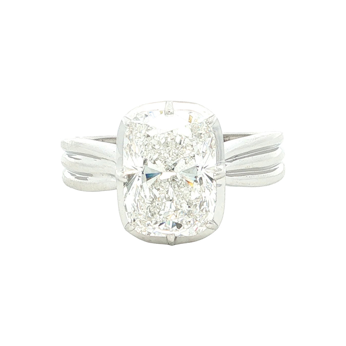 3.03 CT Cushion Lab-Grown Diamond Bezel Engagement Ring