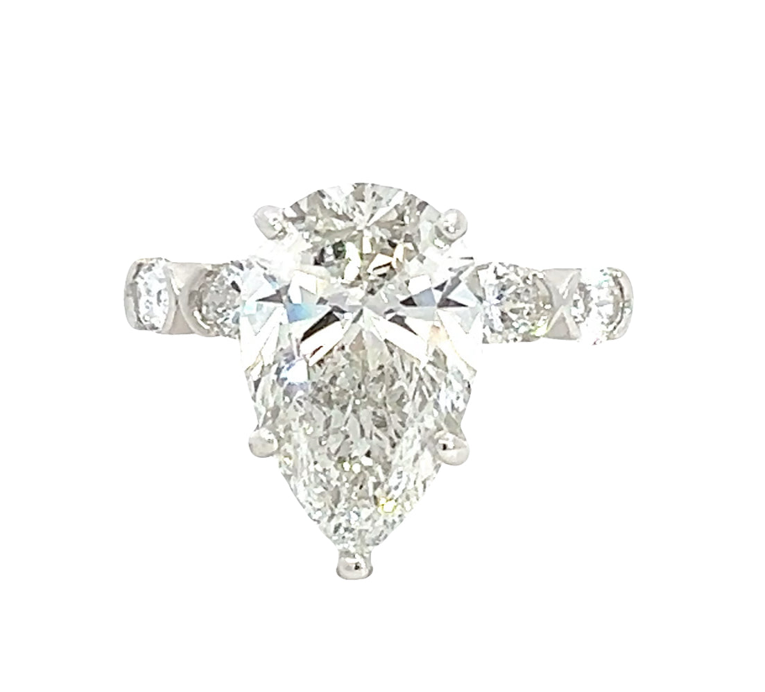LAB GROWN PEAR AND OVAL DIAMONDS 5.53ctw ENGAGEMENT RING