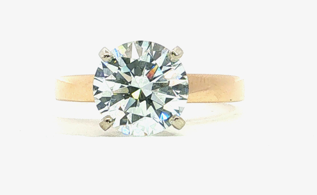 LAB GROWN ROUND DIAMOND 2.52ct CATHEDRAL SOLITAIRE ENGAGEMENT RING