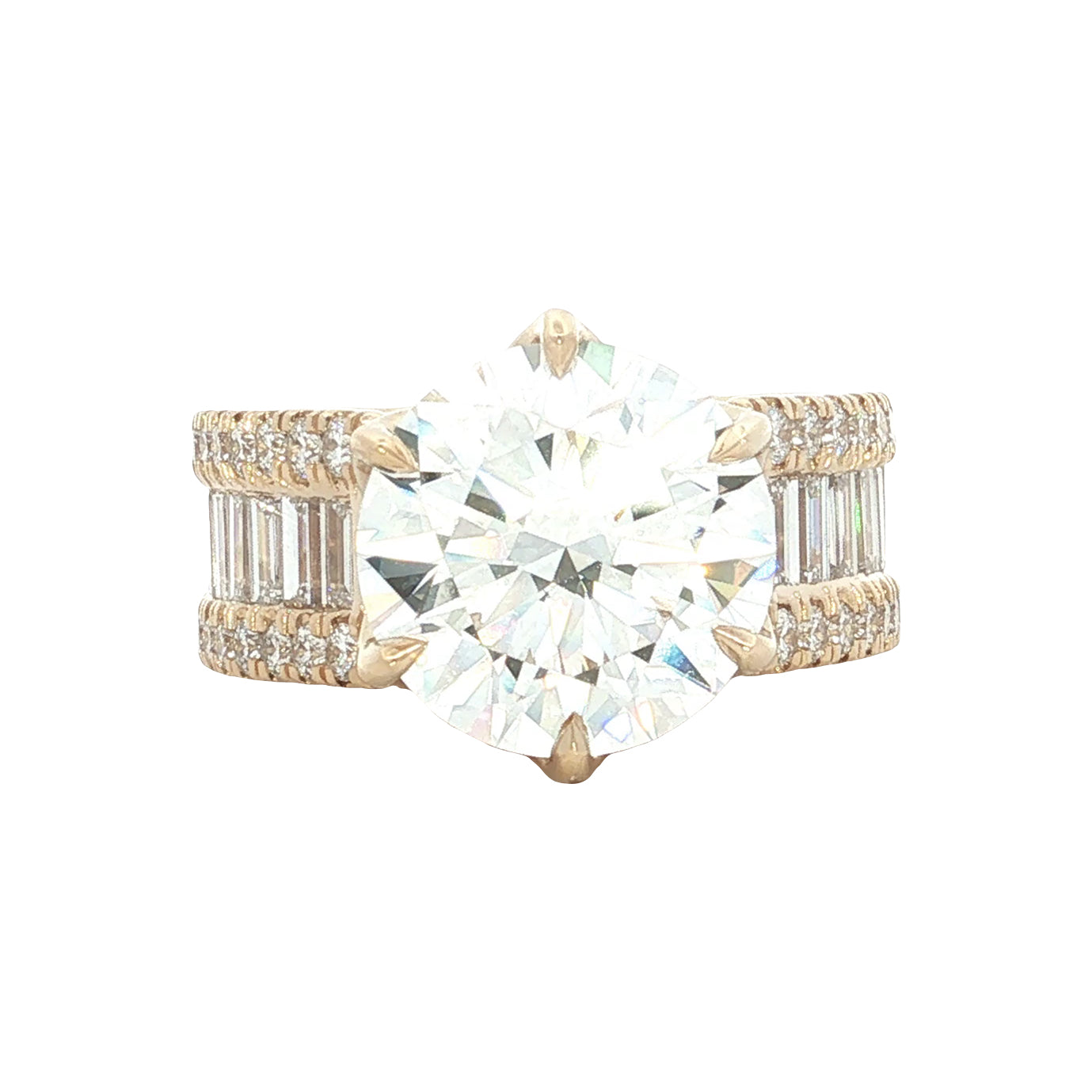 LAB GROWN ROUND AND BAGUETTE DIAMONDS 8.19ctw CATHEDRAL RING