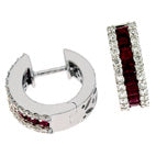 White Gold Ruby & Diamond Earring-1.60ctw