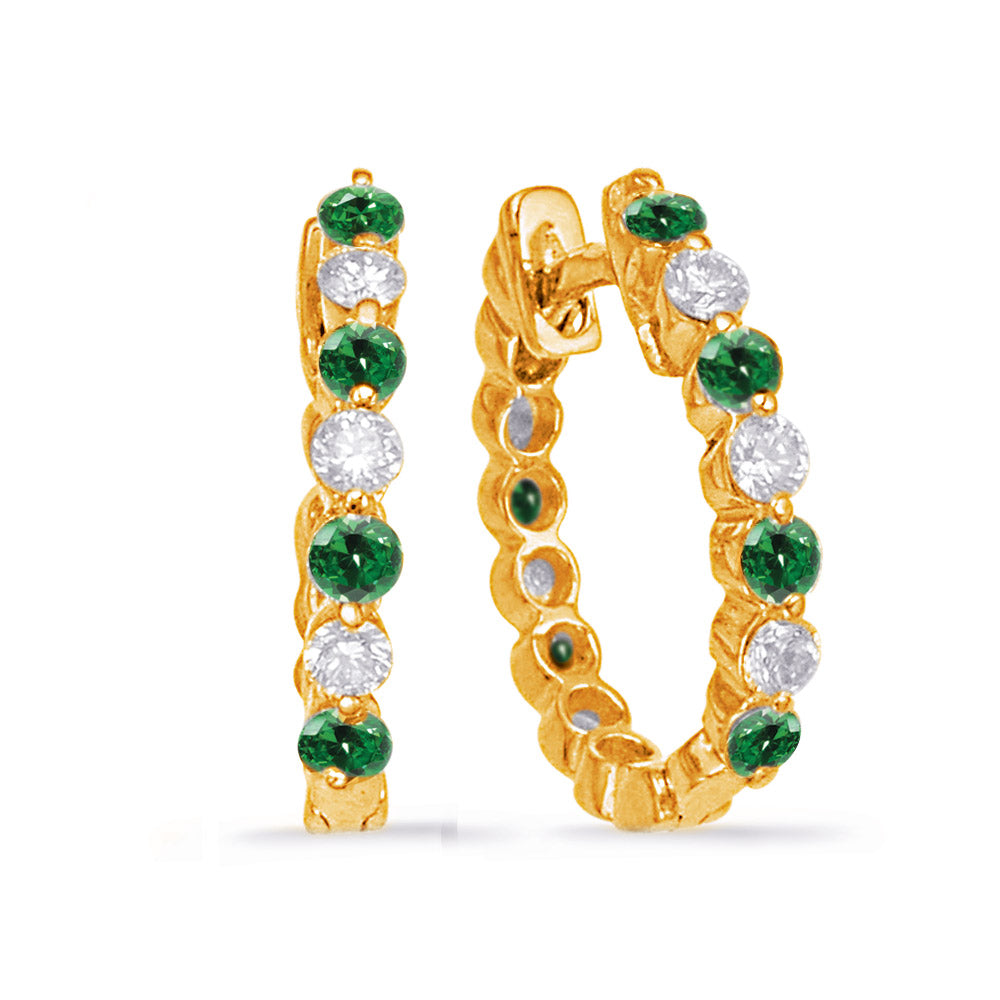 Emerald & Diamond Earrings-0.34ctw