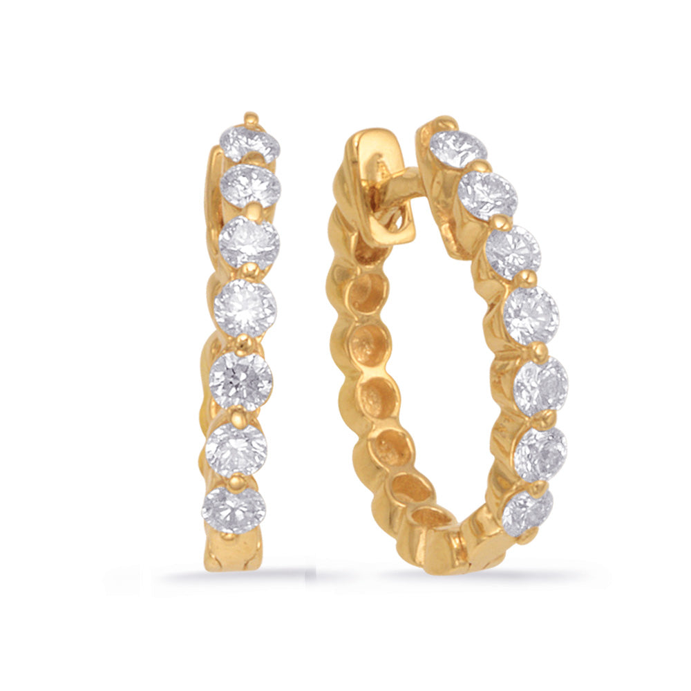 Yellow Gold Oval Earring
