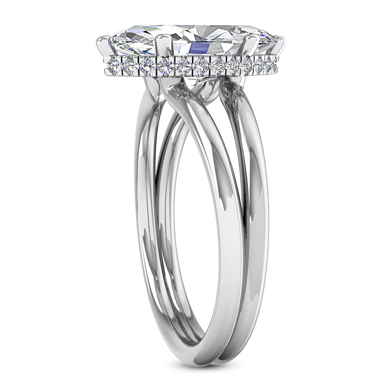 MARQUISE CENTER FLOATING DIAMOND UNDERHALO SPLIT RING