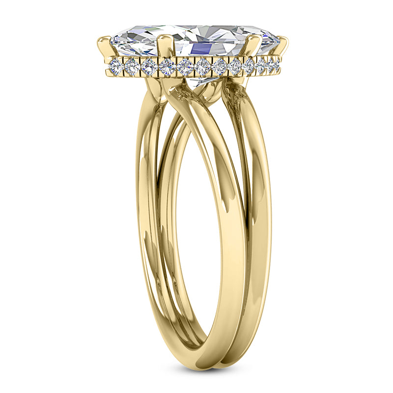 MARQUISE CENTER FLOATING DIAMOND UNDERHALO SPLIT RING