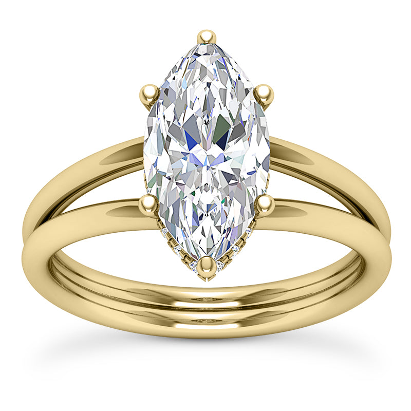 MARQUISE CENTER FLOATING DIAMOND UNDERHALO SPLIT RING