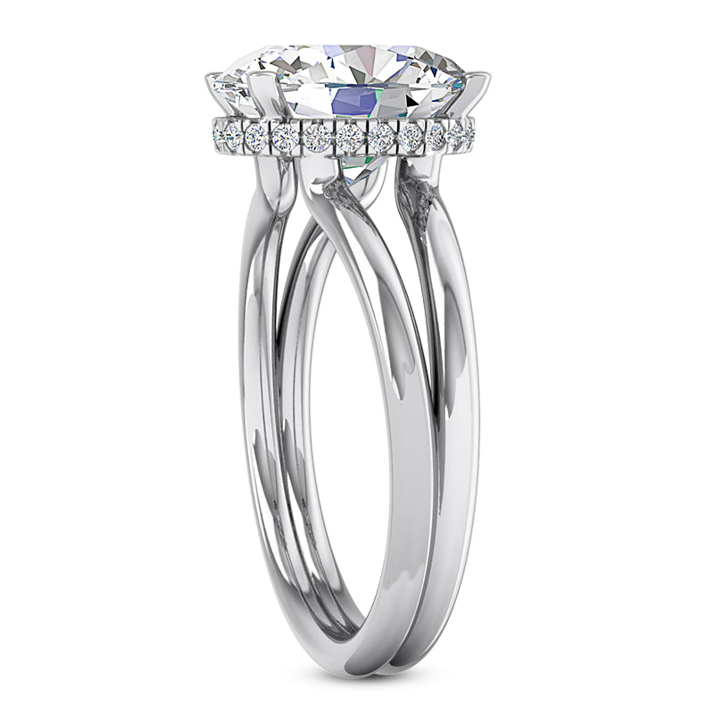 OVAL CENTER FLOATING DIAMOND UNDERHALO SPLIT RING