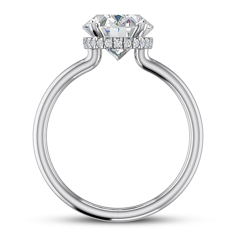 OVAL CENTER FLOATING DIAMOND UNDERHALO SPLIT RING