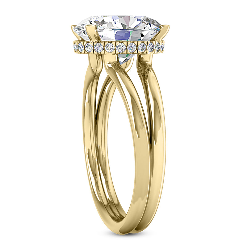 OVAL CENTER FLOATING DIAMOND UNDERHALO SPLIT RING