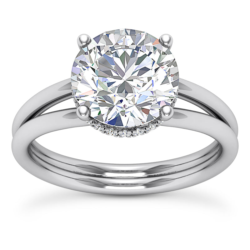 ROUND CENTER FLOATING DIAMOND UNDERHALO SPLIT RING