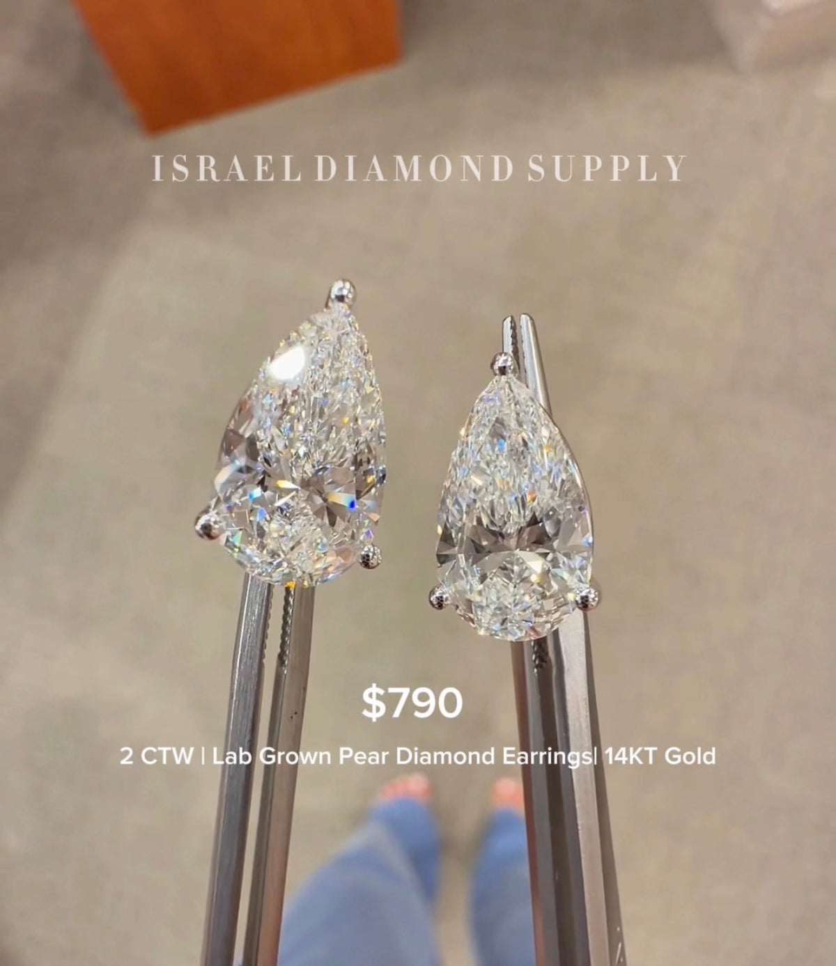 Pear Cut Lab Grown Diamond Stud Earrings