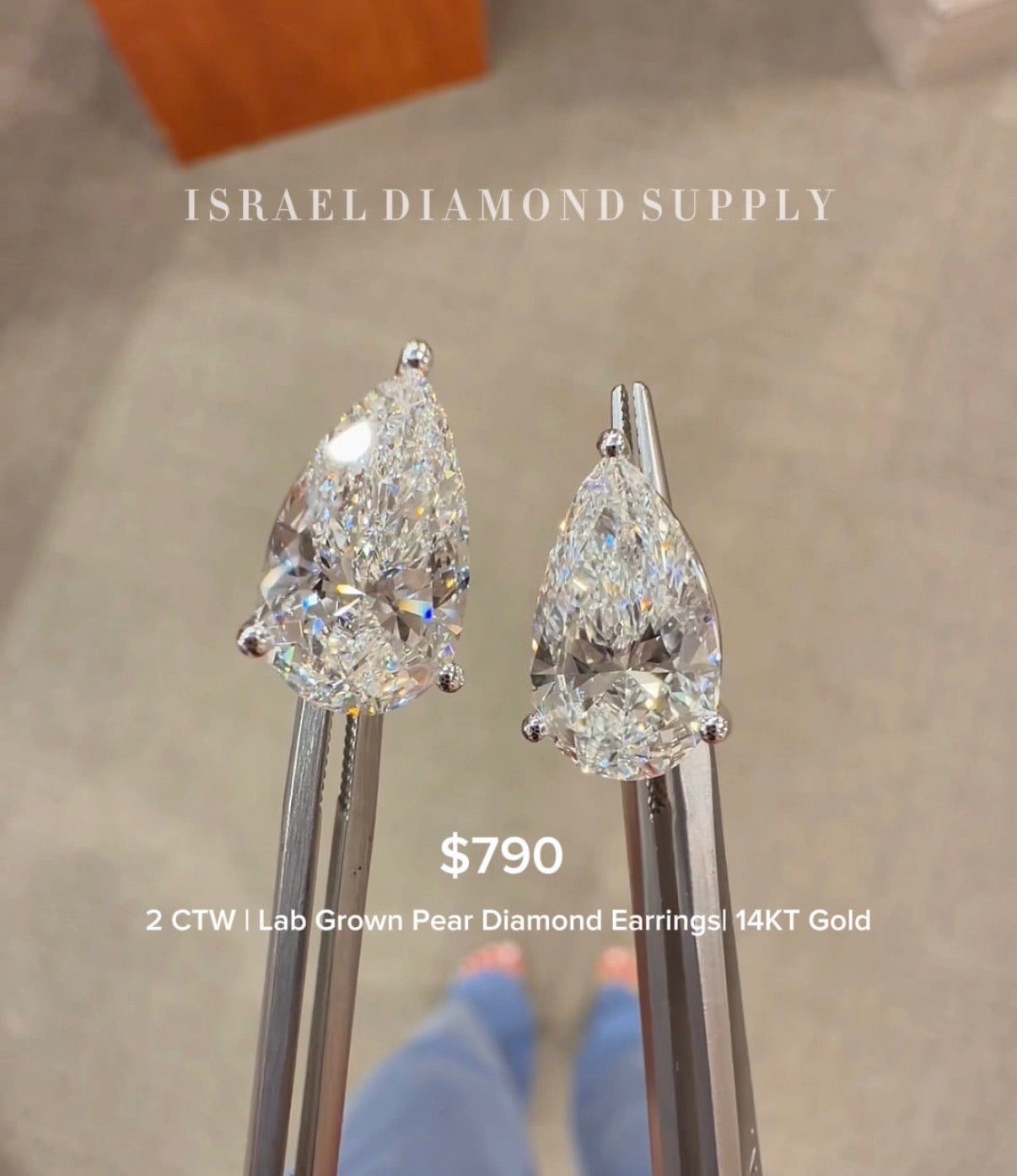 Pear Cut Lab Grown Diamond Stud Earrings