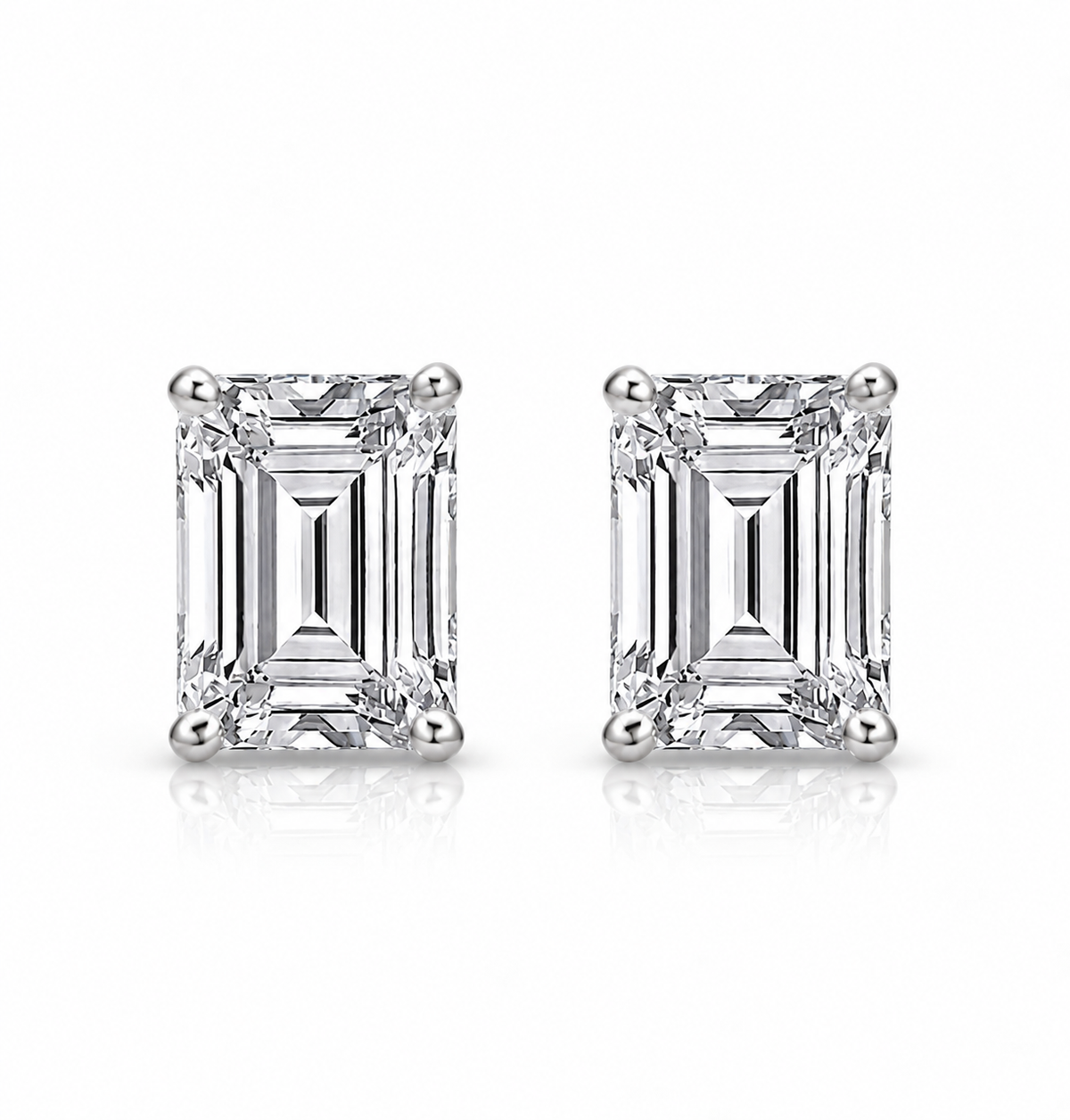 Emerald Cut Lab Grown Diamond Stud Earrings
