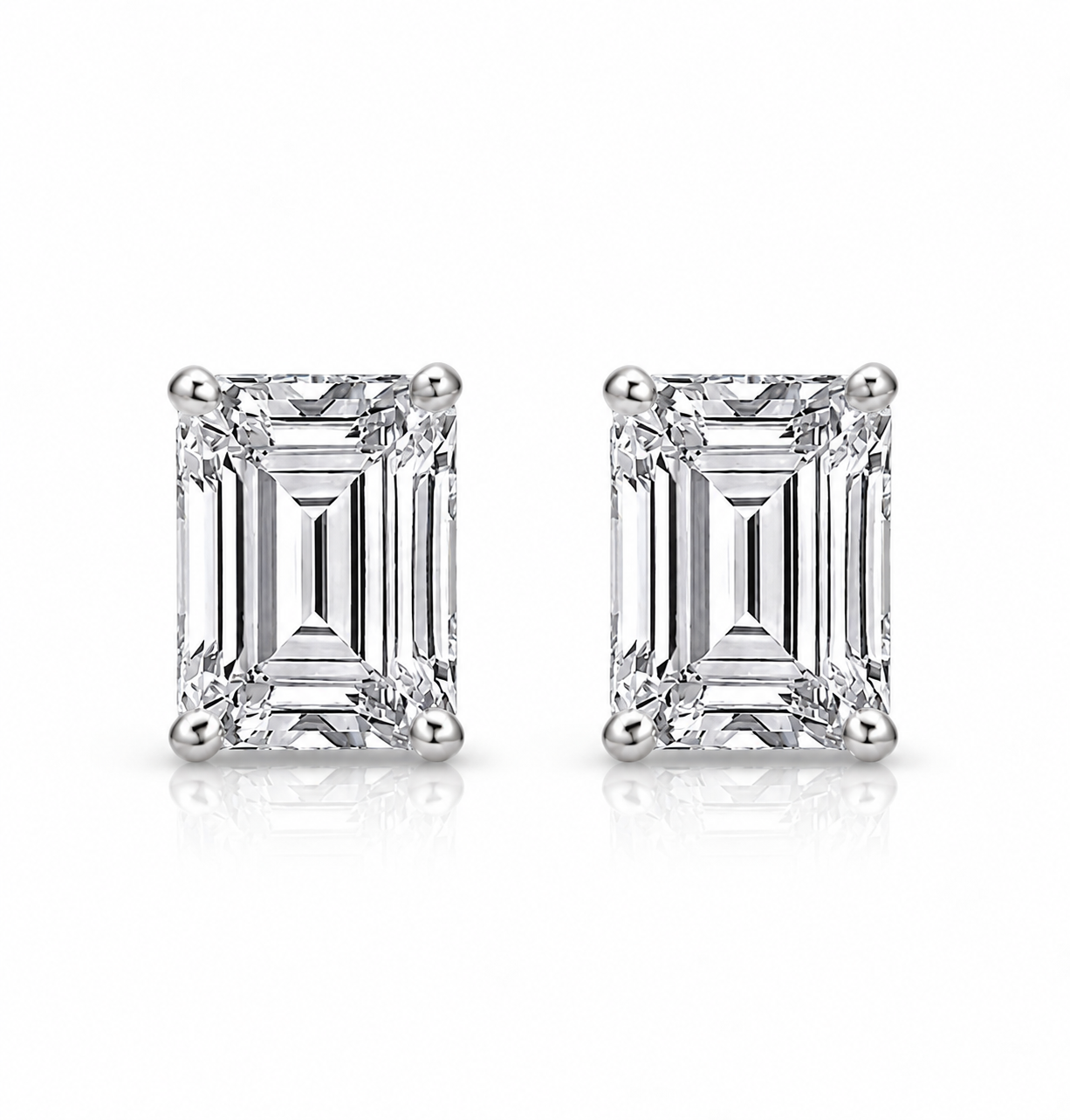 Emerald Cut Lab Grown Diamond Stud Earrings