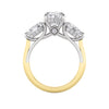 LAB GROWN OVAL AND PEAR DIAMONDS 4ctw THREE STONE RING