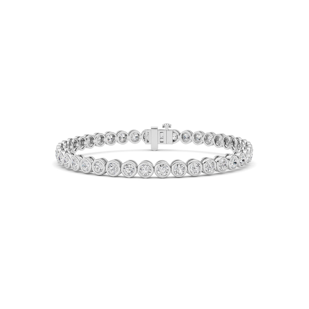 LAB GROWN ROUND DIAMONDS 5.01ctw BEZEL SET TENNIS BRACELET