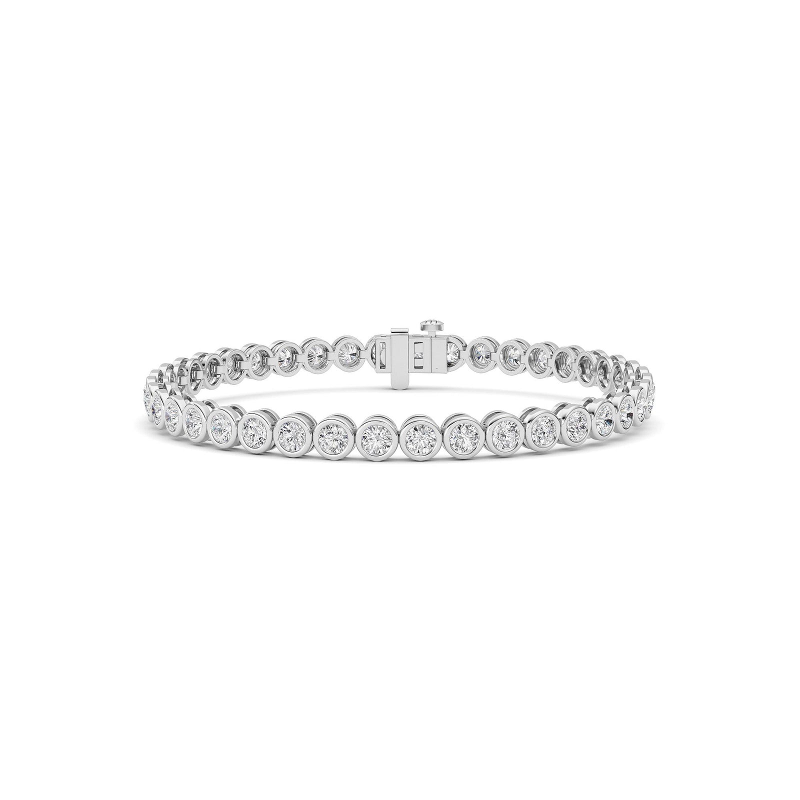 LAB GROWN ROUND DIAMONDS 5.01ctw BEZEL SET TENNIS BRACELET