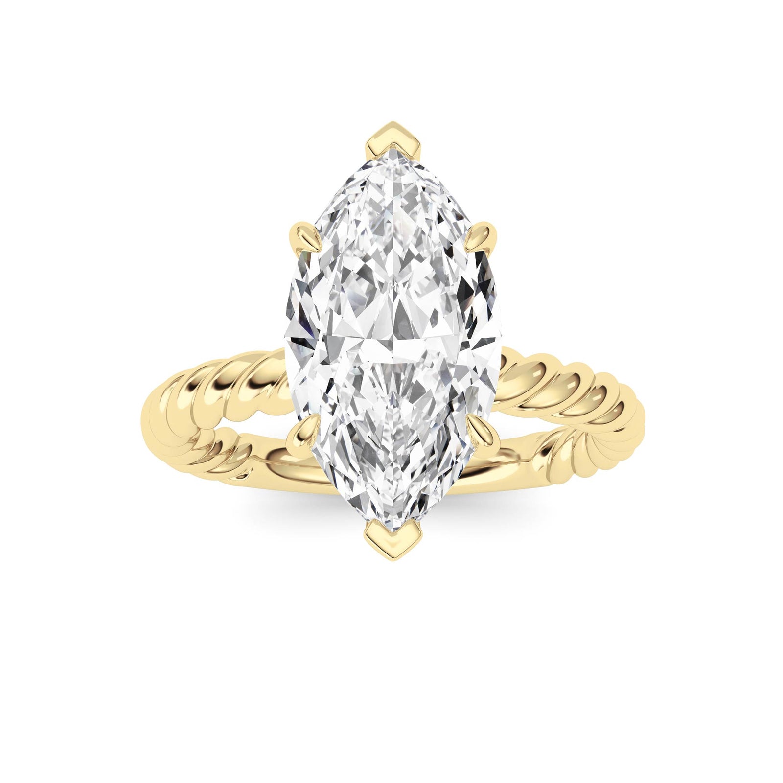LAB GROWN MARQUISE DIAMOND 3.02ct ROPE SOLITAIRE ENGAGEMENT RING