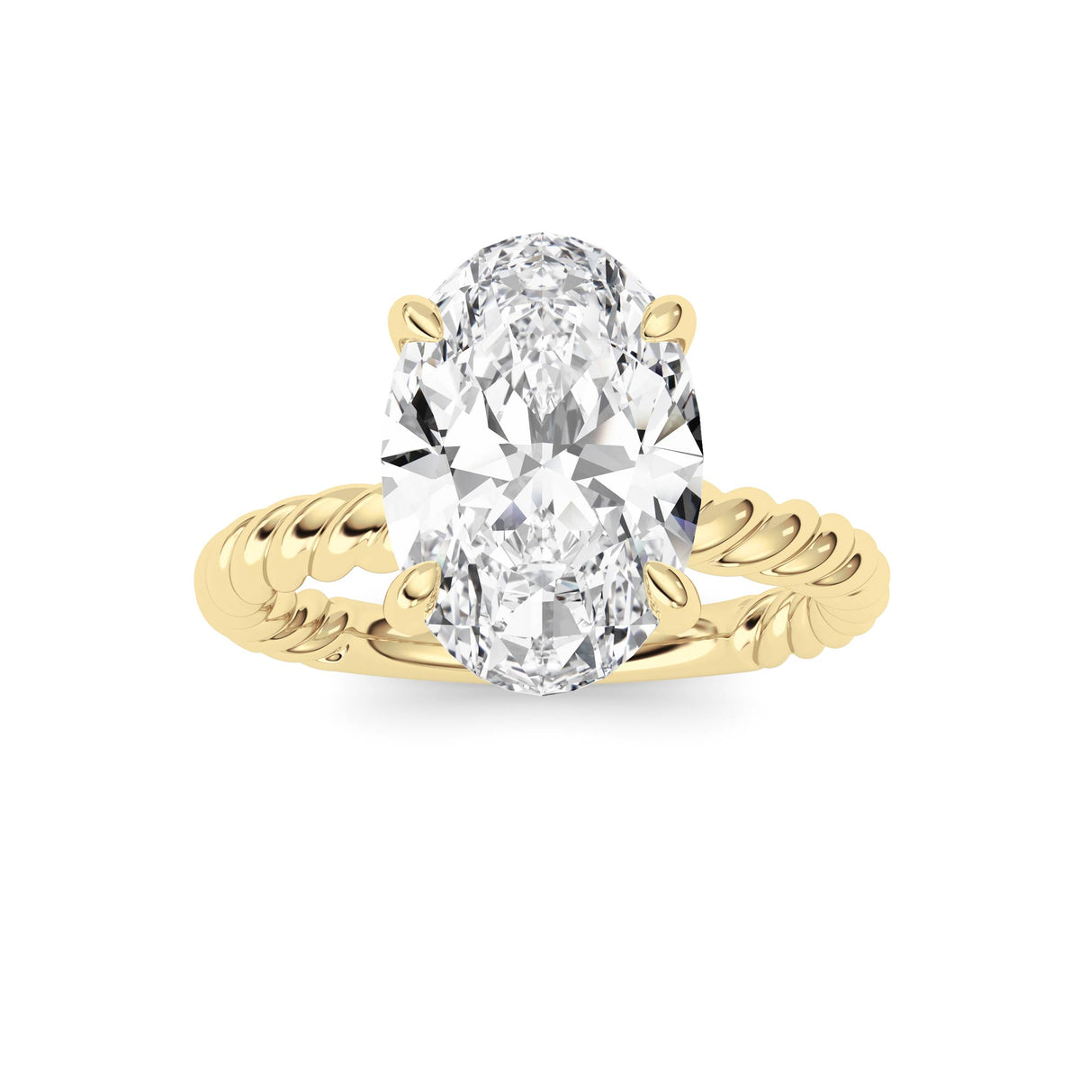 LAB GROWN OVAL DIAMOND 2.98ct ROPE SOLITAIRE ENGAGEMENT RING
